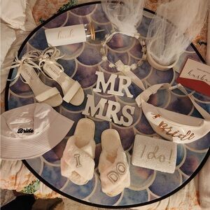 Bridal Accessories Set with White and Cream Details